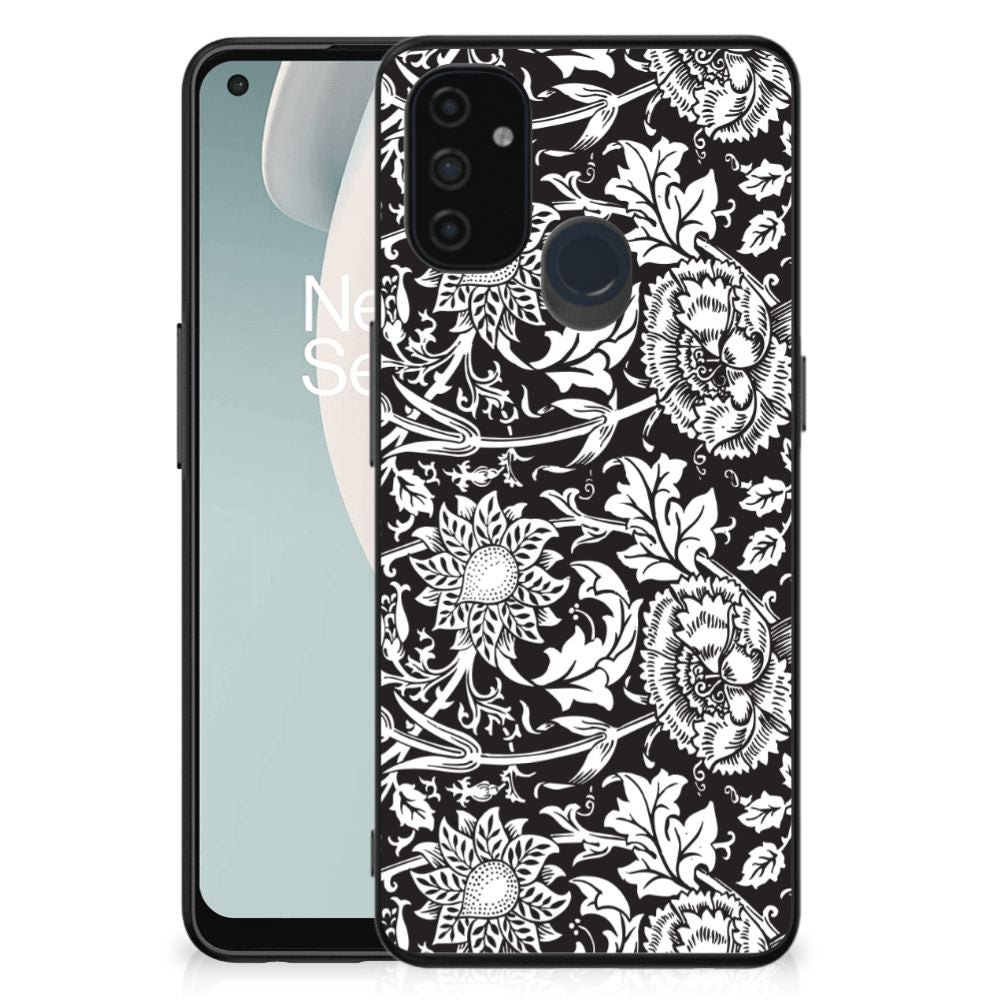 OnePlus Nord N100 Bloemen Hoesje Black Flowers