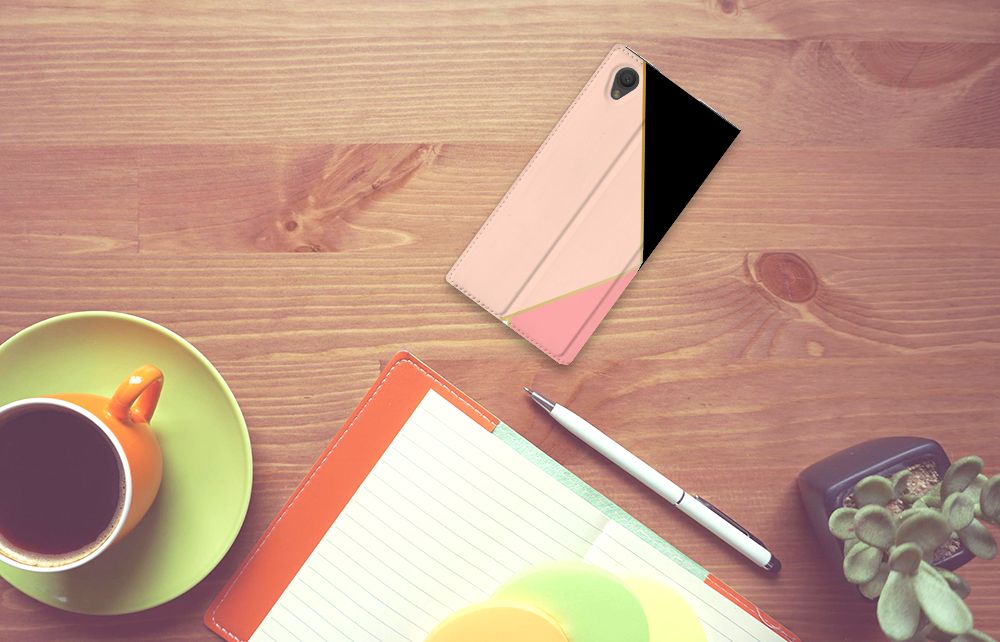 Sony Xperia L1 Stand Case Zwart Roze Vormen