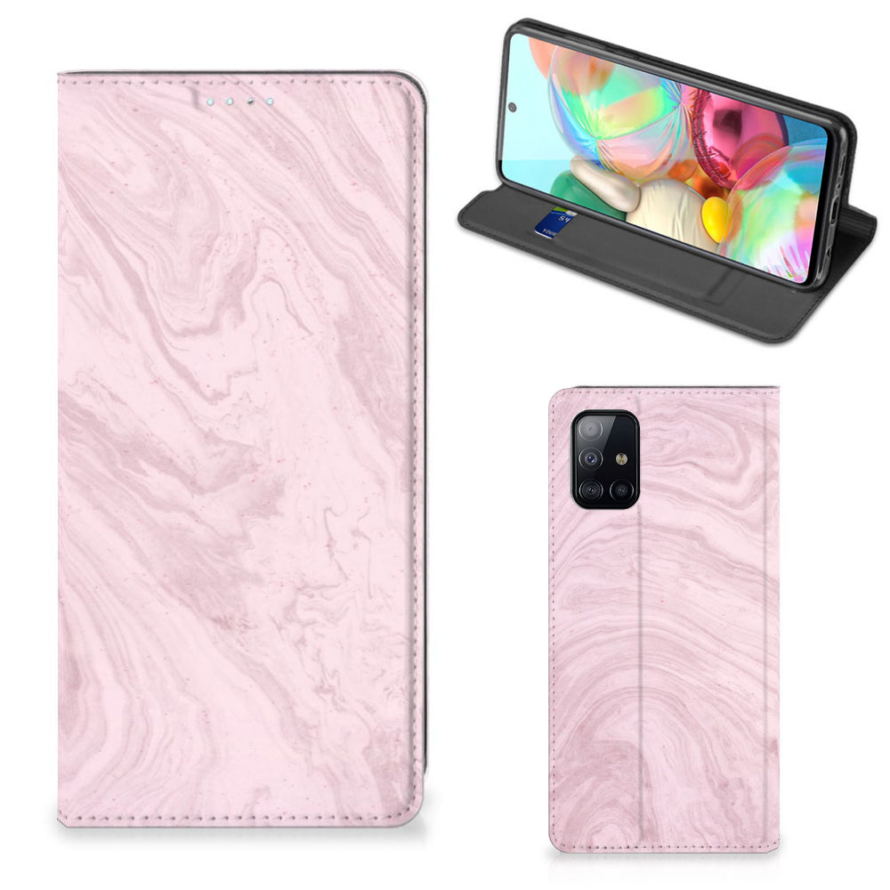 Samsung Galaxy A71 Standcase Marble Pink - Origineel Cadeau Vriendin