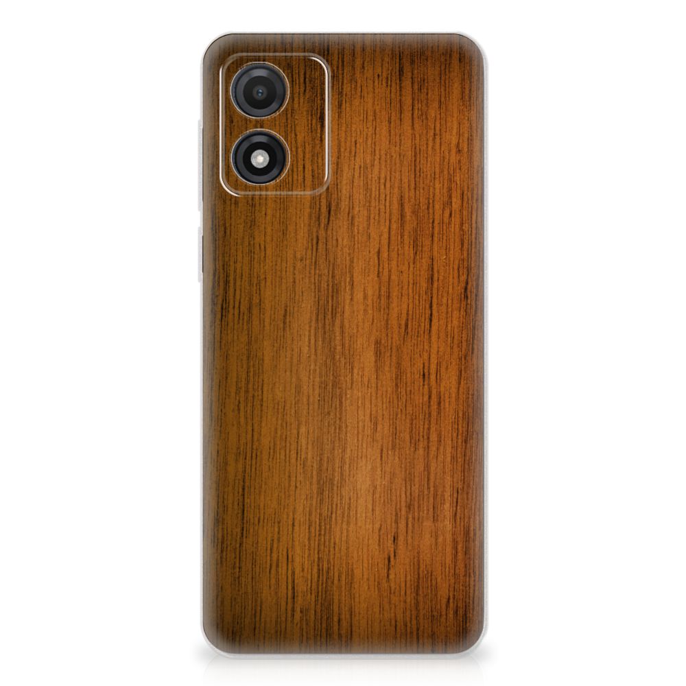 Motorola Moto E13 Bumper Hoesje Donker Hout