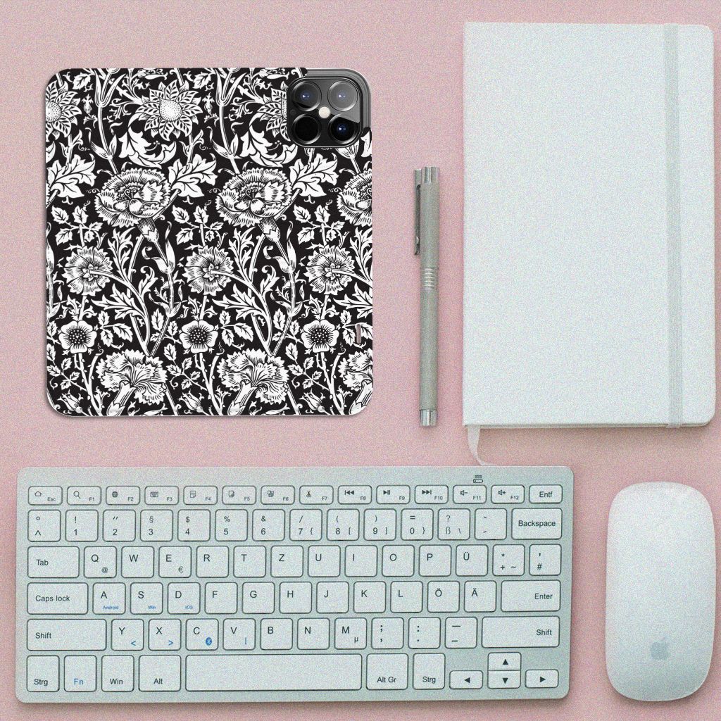 iPhone 12 Pro Max Smart Cover Black Flowers - B2C Telecom