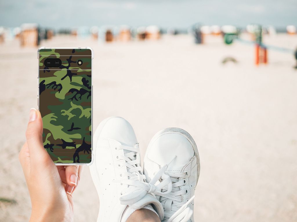 Google Pixel 6A Doorzichtige Silicone Hoesje Army Dark B2C Telecom