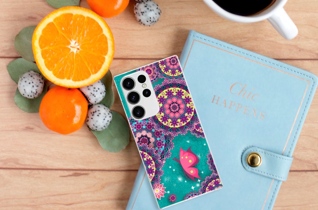 Samsung Galaxy S23 Ultra Hoesje maken Cirkels en Vlinders B2C Telecom