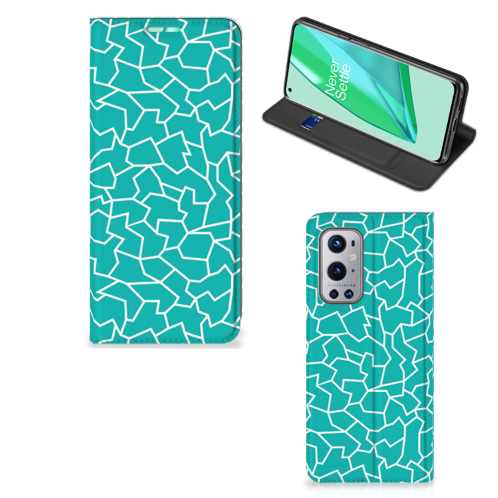 OnePlus 9 Pro Bookcase Cracks Blue - B2C Telecom