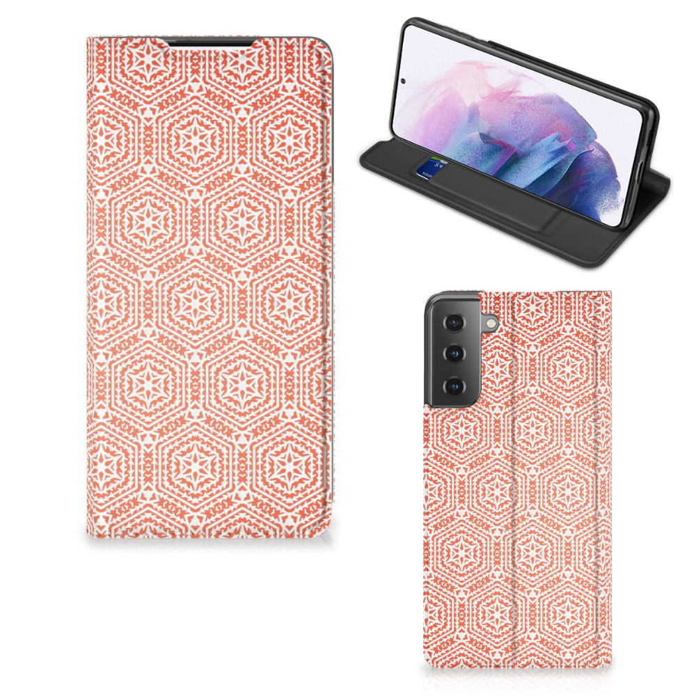 Samsung Galaxy S21 Plus Hoesje met Magneet Pattern Orange - B2C Telecom