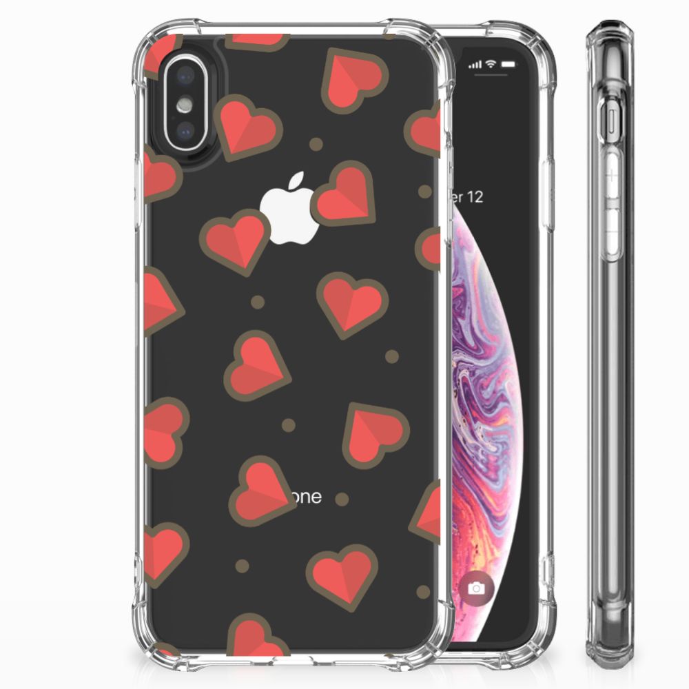Apple iPhone Xs Max Doorzichtige Silicone Hoesje Hearts
