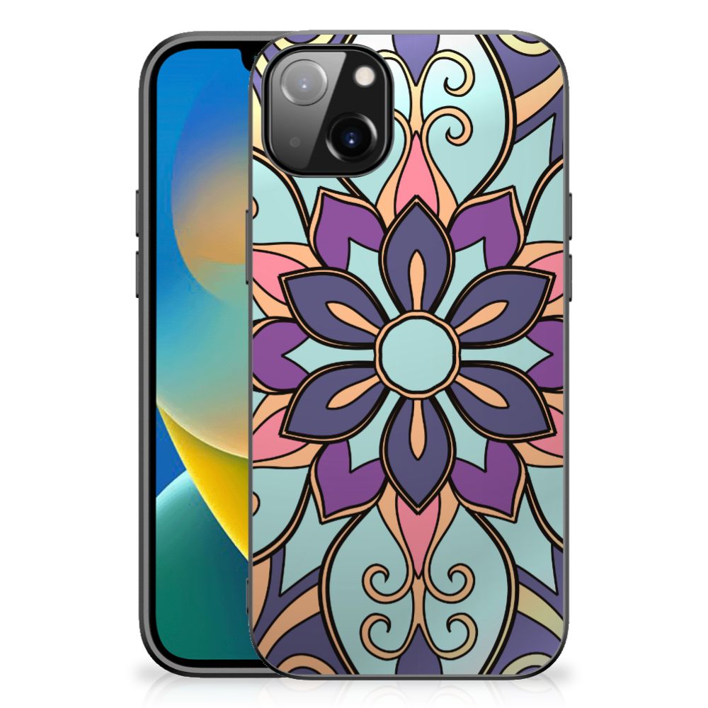iPhone 14 Plus Bloemen Hoesje Purple Flower