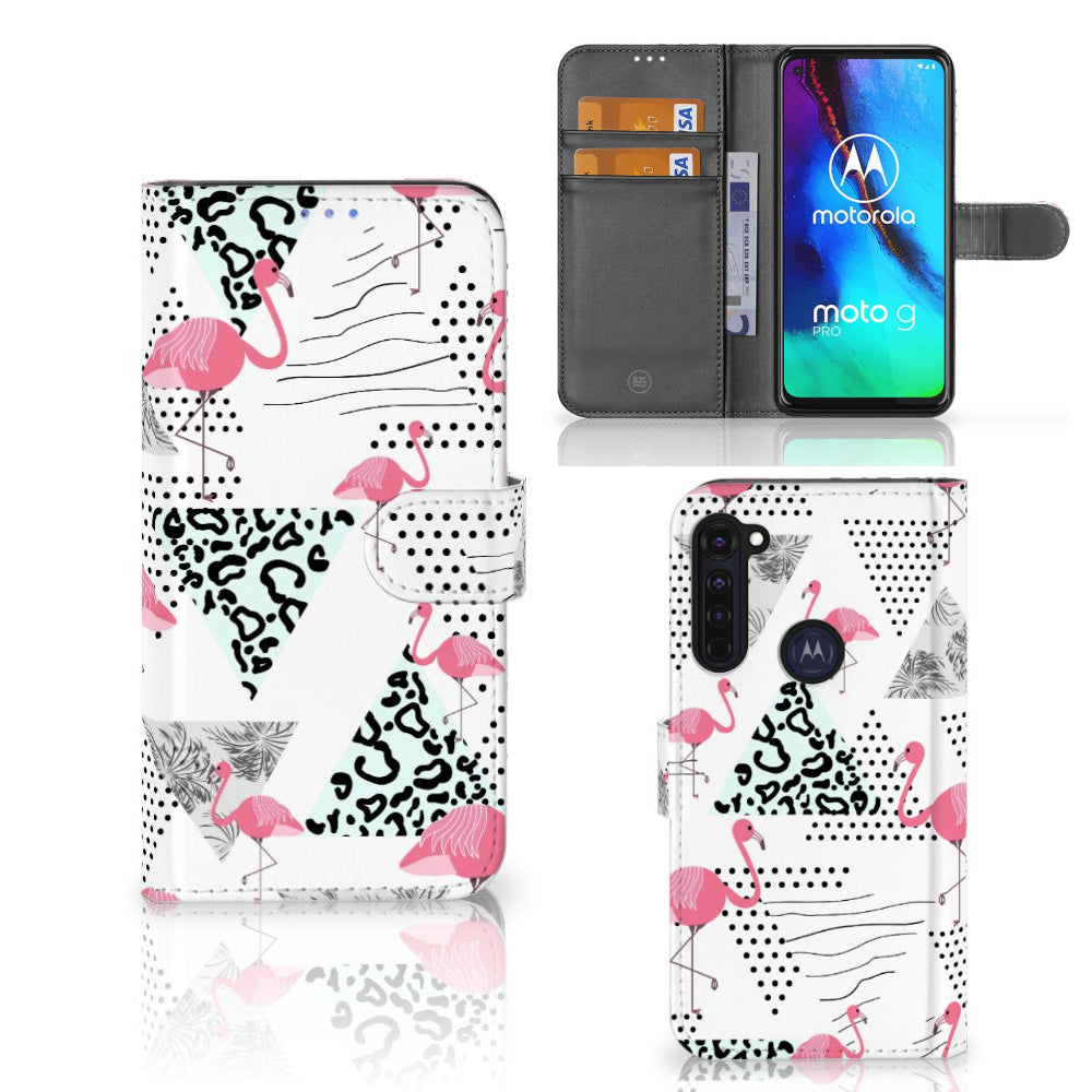 Motorola Moto G Pro Telefoonhoesje met Pasjes Flamingo Triangle