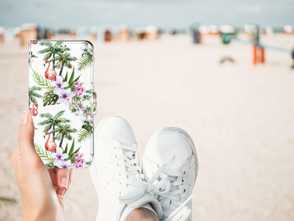 Motorola Moto G7 | G7 Plus Telefoonhoesje met Pasjes Flamingo Palms