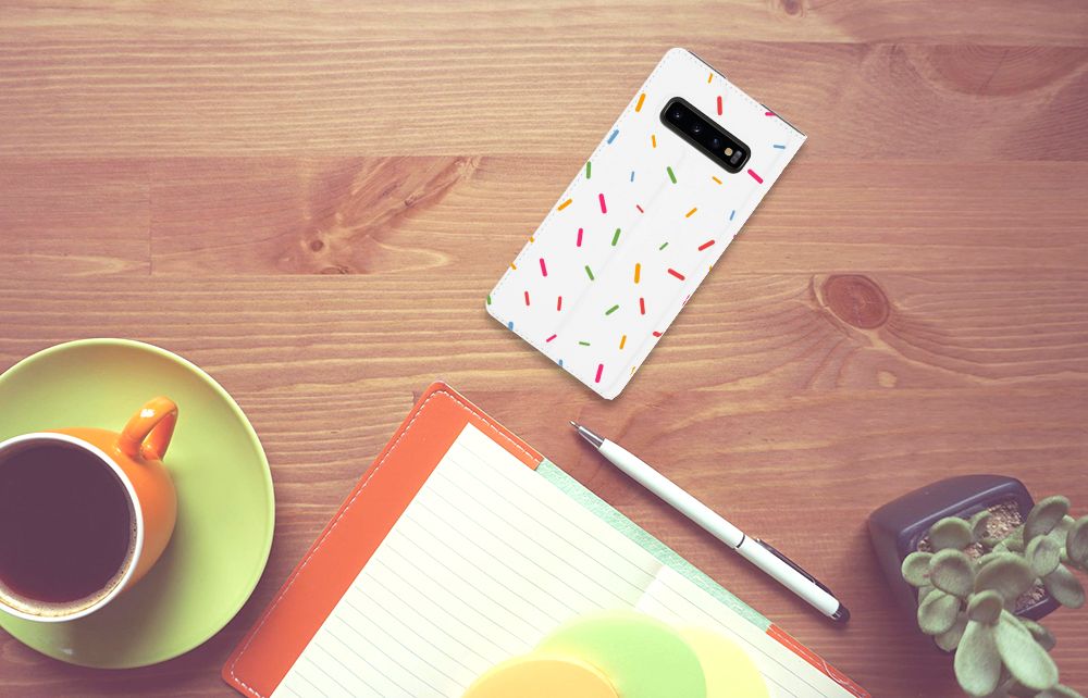 Samsung Galaxy S10 Plus Flip Style Cover Donut Roze
