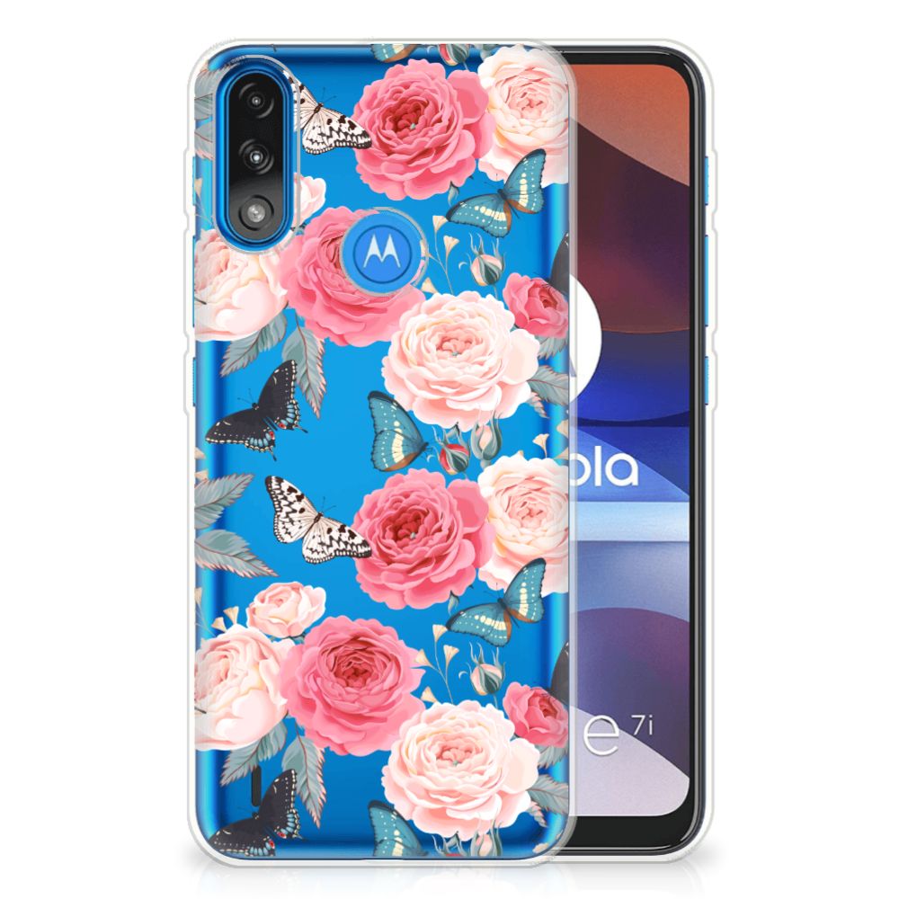 Motorola Moto E7/E7i Power TPU Case Butterfly Roses B2C Telecom