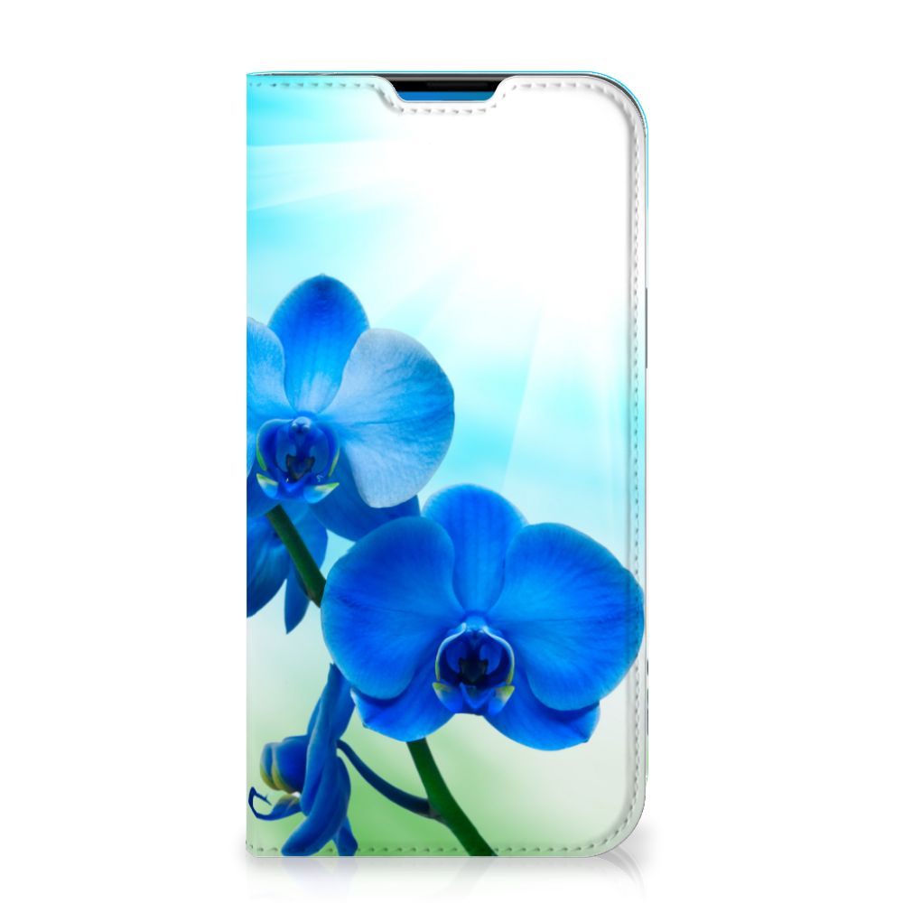 iPhone 14 Pro Max Smart Cover Orchidee Blauw - Cadeau voor je Moeder met mooie blauwe orchideeÃĢn đ¸