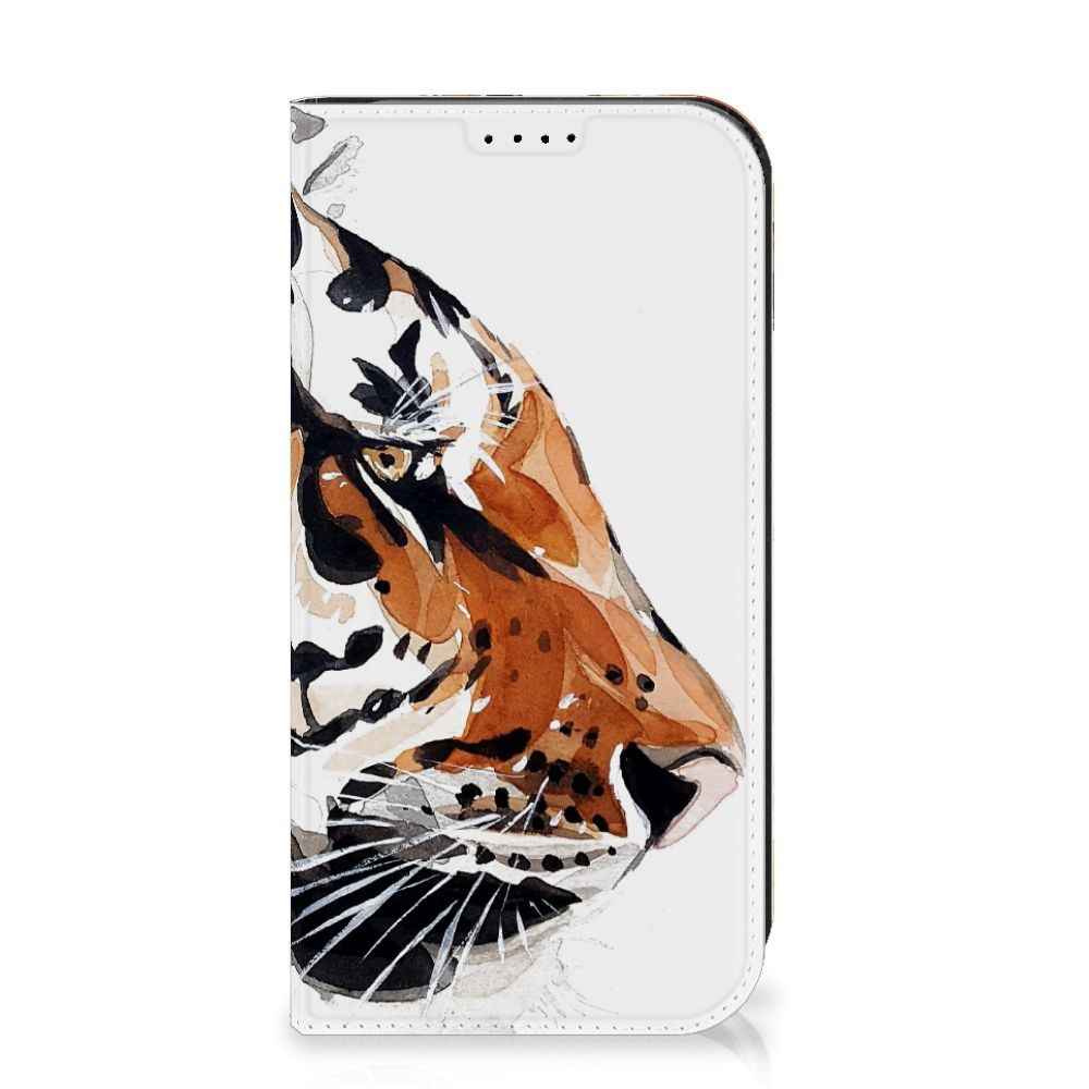 Bookcase iPhone 15 Pro Watercolor Tiger - Schildering van een tijger op een witte achtergrond đ
.