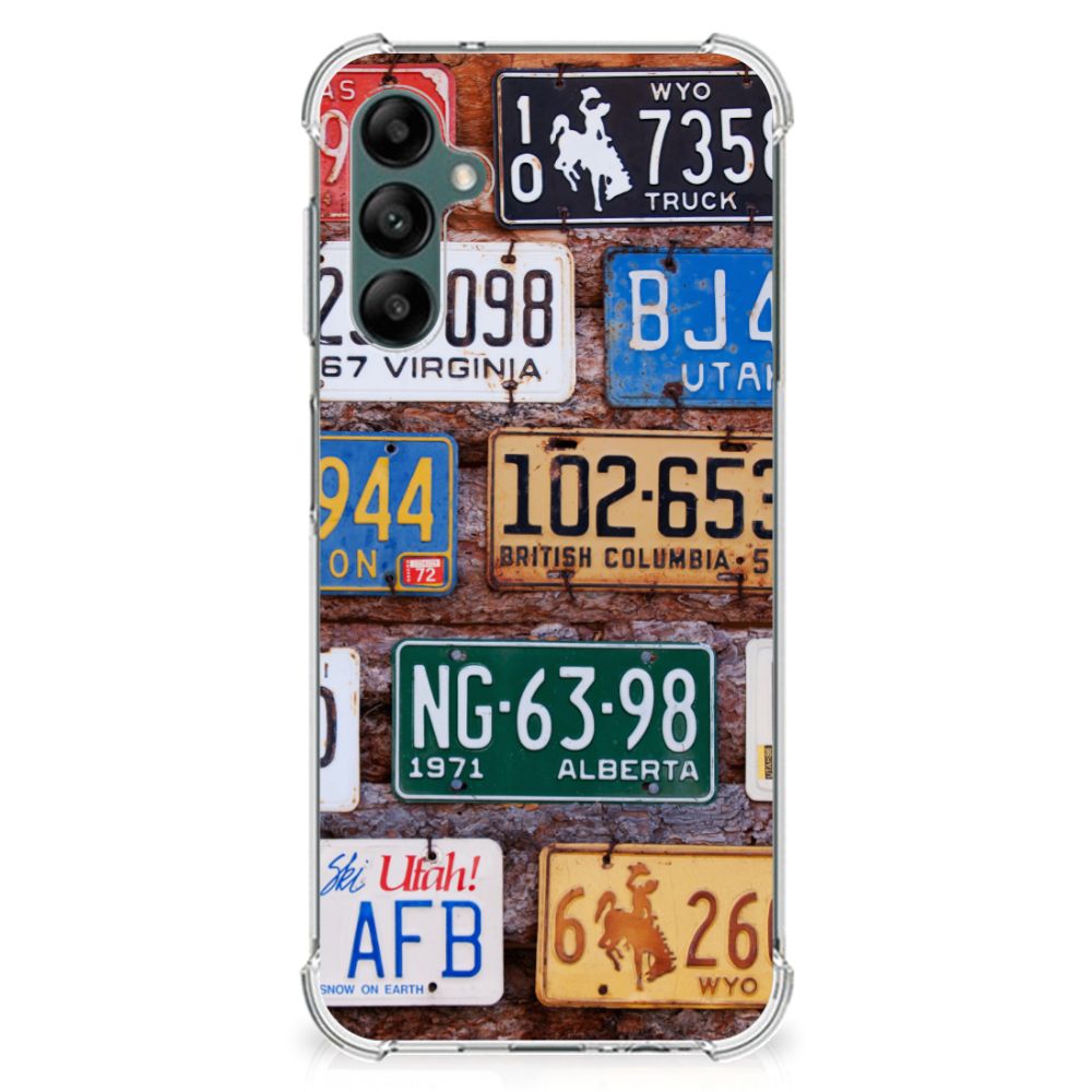 Samsung Galaxy A14 5G/4G Anti-shock Hoesje met foto Kentekenplaten met kleurrijke ontwerp en rubberen bescherming.