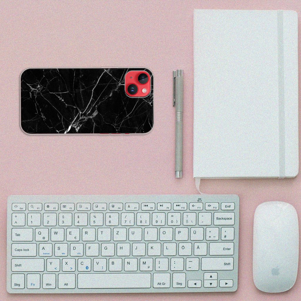 iPhone 14 Plus TPU Siliconen Hoesje Marmer Zwart - Origineel Cadeau Vader B2C Telecom