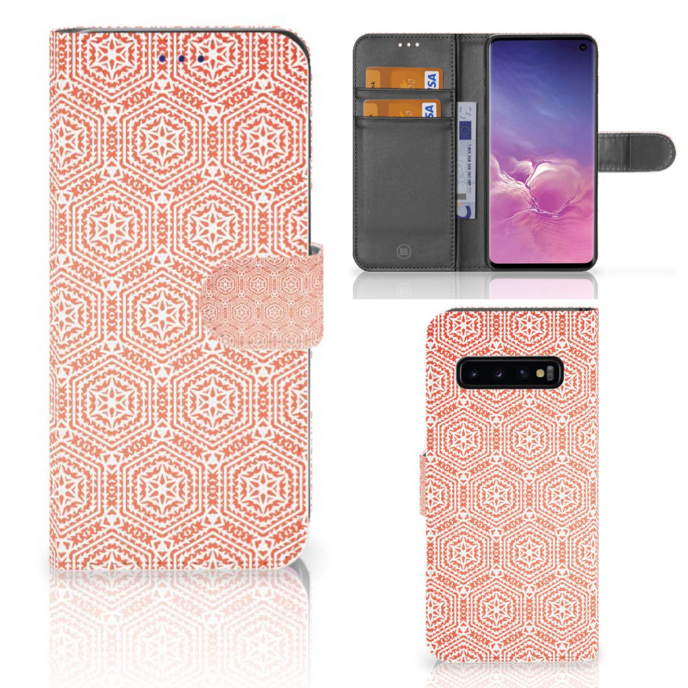 Samsung Galaxy S10 Telefoon Hoesje Pattern Orange