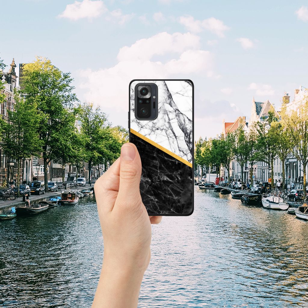 Xiaomi Redmi Note 10 Pro Marmeren Print Telefoonhoesje Marmer Wit Zwart - Origineel Cadeau Man B2C Telecom