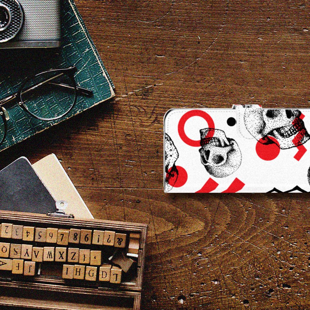 Telefoonhoesje met Naam Motorola Moto G7 Power Skull Red