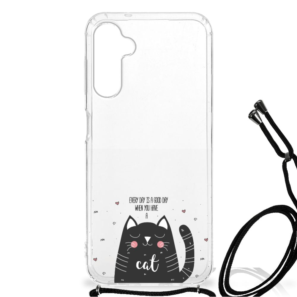 Samsung Galaxy A14 5G Stevig Bumper Hoesje Cat Good Day met schattig kattenontwerp