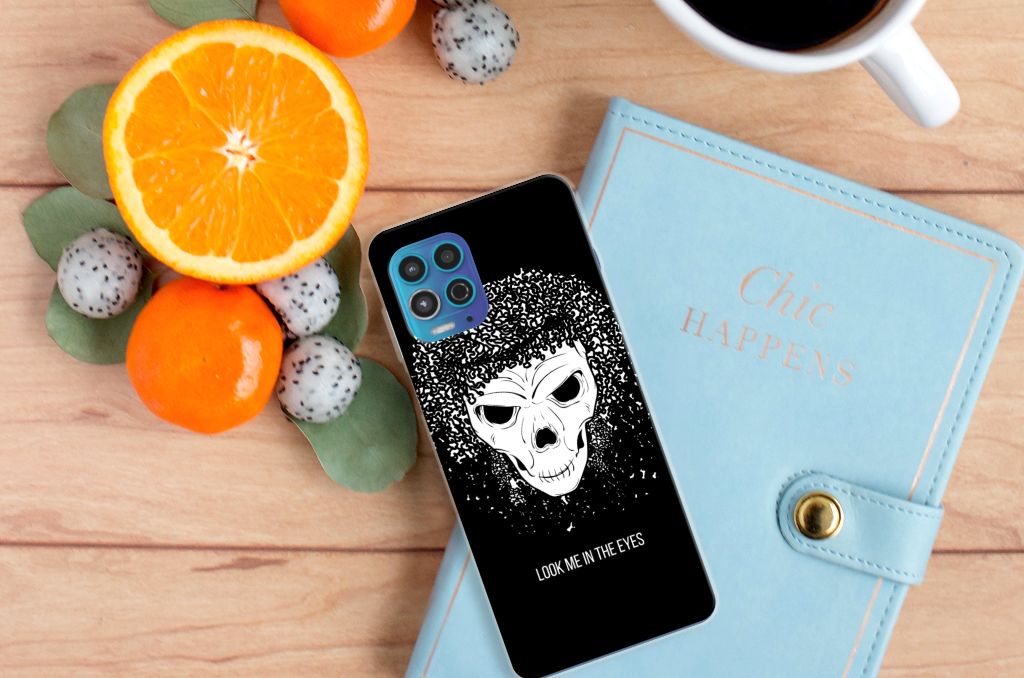Silicone Back Case Motorola Moto G100 Skull Hair