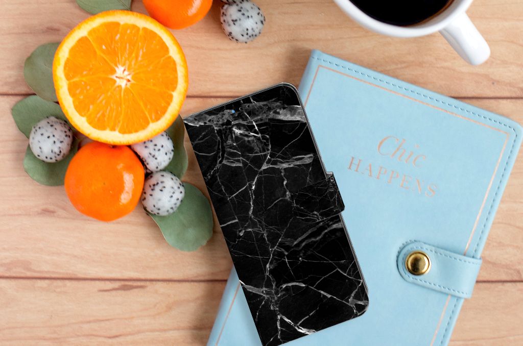 Motorola Moto E20 | E30 | E40 Bookcase Marmer Zwart - Origineel Cadeau Vader