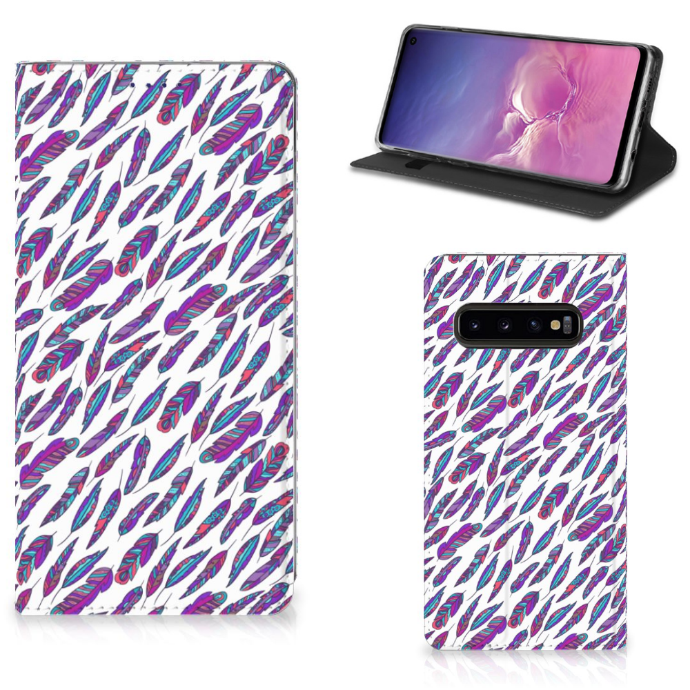 Samsung Galaxy S10 Hoesje met Magneet Feathers Color