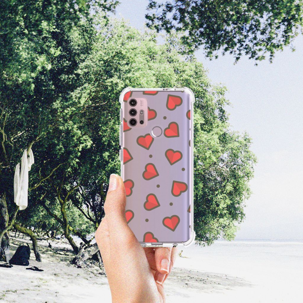 Motorola Moto G30 | G20 | G10 Doorzichtige Silicone Hoesje Hearts B2C Telecom