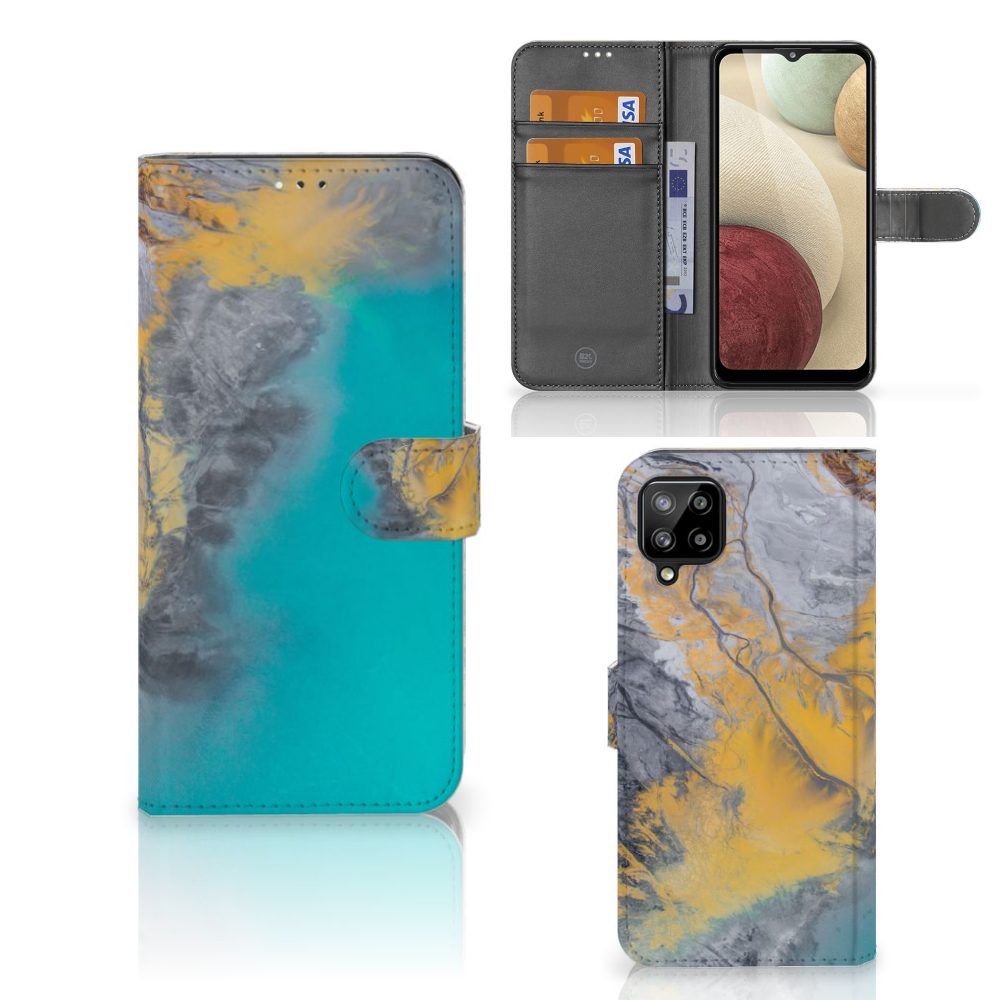 Samsung Galaxy A12 Bookcase Marble Blue Gold