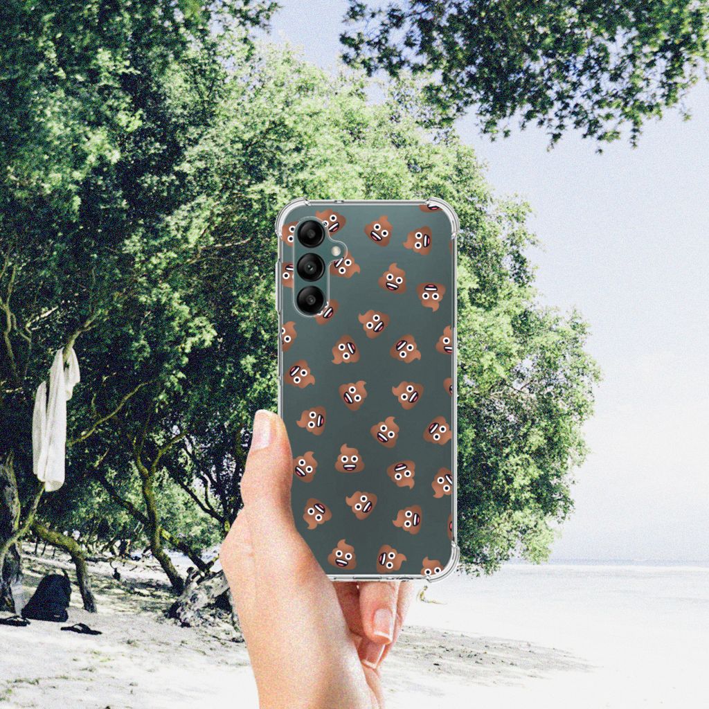 Doorzichtige Silicone Hoesje voor Samsung Galaxy A14 5G/4G Poep Emojis met groene achtergrond