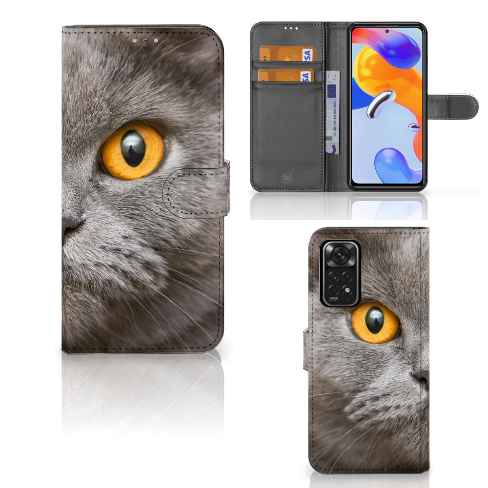 Telefoonhoesje met Pasjes Xiaomi Redmi Note 11 Pro 5G/4G Britse Korthaar met opvallende kattenfoto