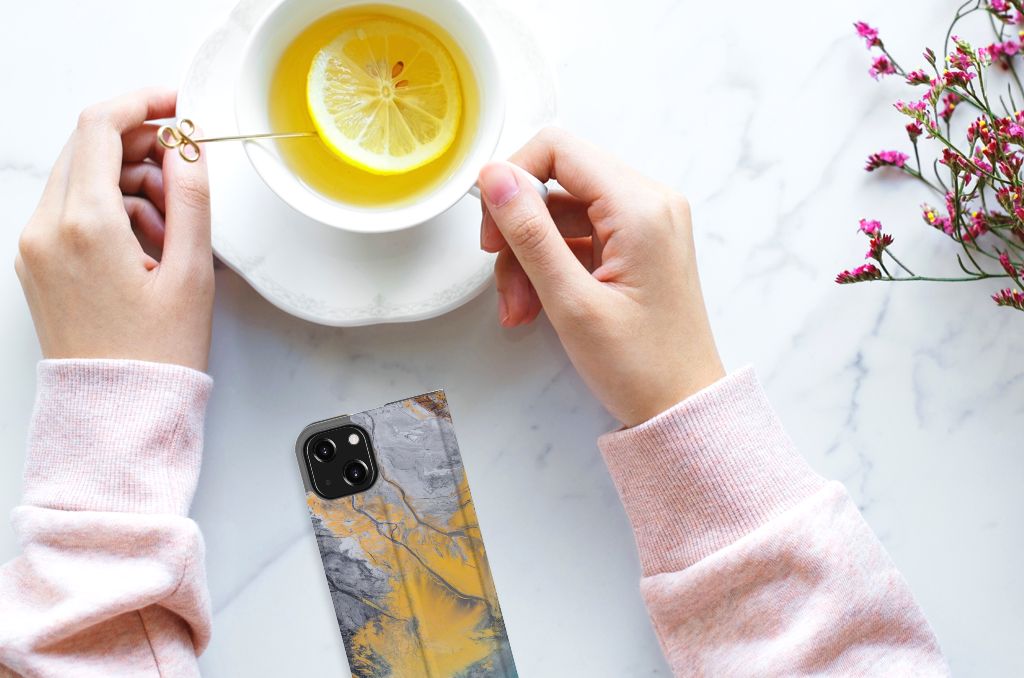 iPhone 13 Mini Standcase Marble Blue Gold - B2C Telecom