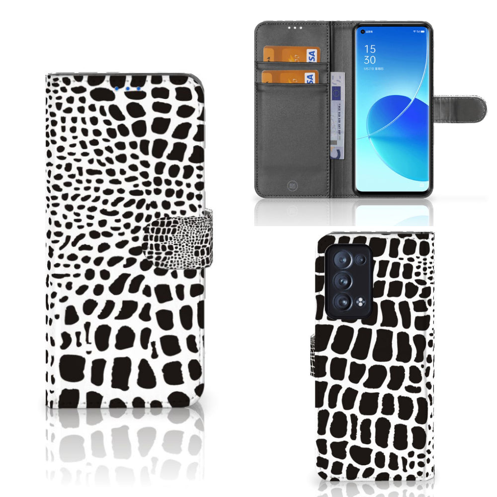 OPPO Reno 6 Pro Plus 5G Telefoonhoesje met Pasjes Slangenprint