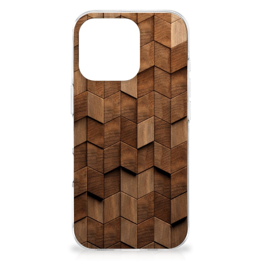 Bumper Hoesje voor iPhone 16 Pro Wooden Cubes