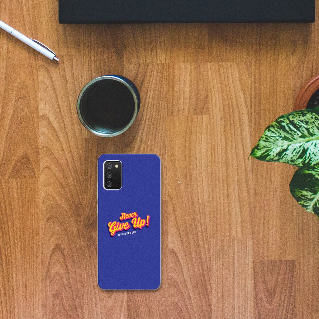 Samsung Galaxy A02s Siliconen hoesje met naam Never Give Up B2C Telecom