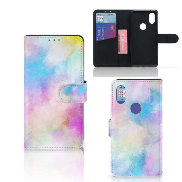 Hoesje Xiaomi Mi Mix 2s Watercolor Light met pasjeshouder en kleurrijk pastel ontwerp.
