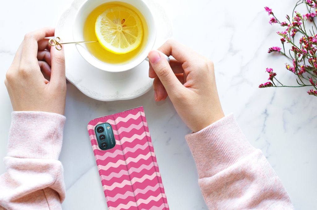 Nokia G11 | G21 Hoesje met Magneet Waves Pink - B2C Telecom