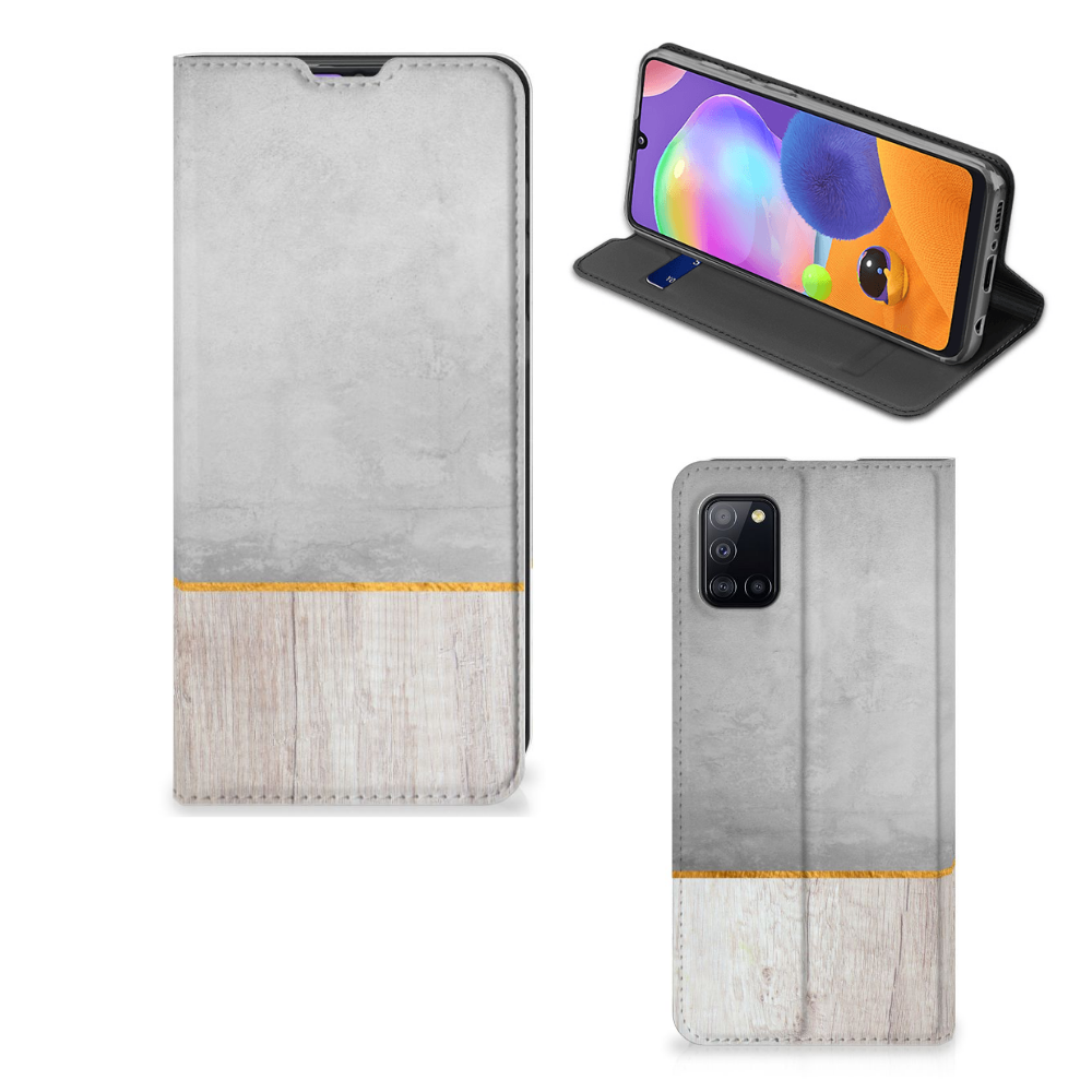 Samsung Galaxy A31 Book Wallet Case Wood Concrete - B2C Telecom