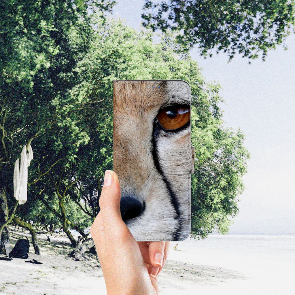 OPPO Find X3 Neo 5G Telefoonhoesje met Pasjes Cheetah close-up van cheeta oog