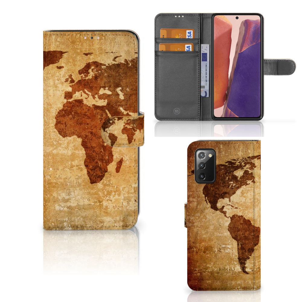 Samsung Galaxy Note 20 Flip Cover Wereldkaart