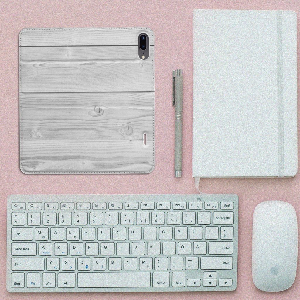 Apple iPhone 7 Plus | 8 Plus Book Wallet Case White Wood