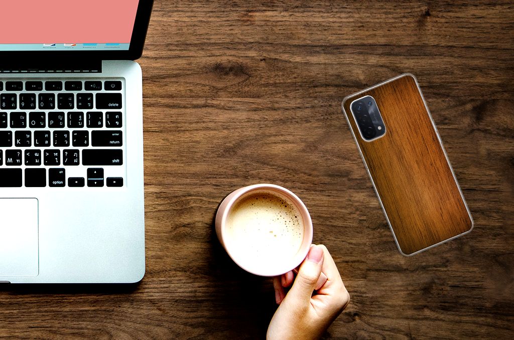 OPPO A74 5G | A54 5G Bumper Hoesje Donker Hout B2C Telecom