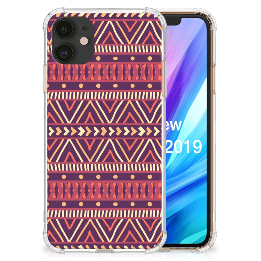 Apple iPhone 11 Doorzichtige Silicone Hoesje Aztec Paars