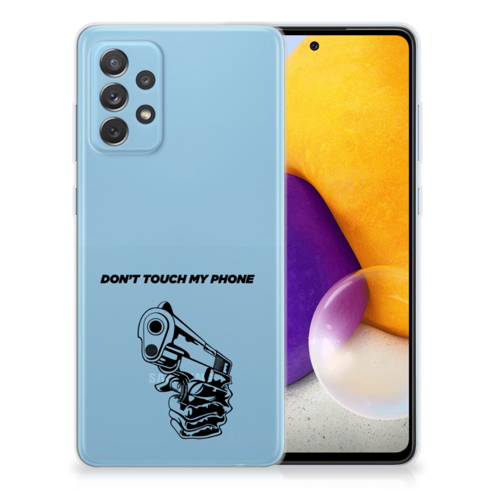 Samsung Galaxy A72 Silicone-hoesje Gun Don't Touch My Phone