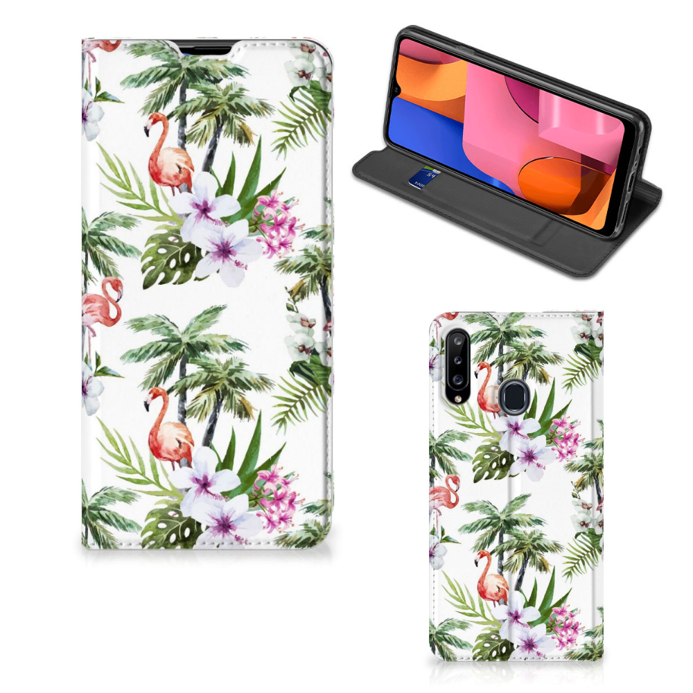 Samsung Galaxy A20s Hoesje maken Flamingo Palms - B2C Telecom