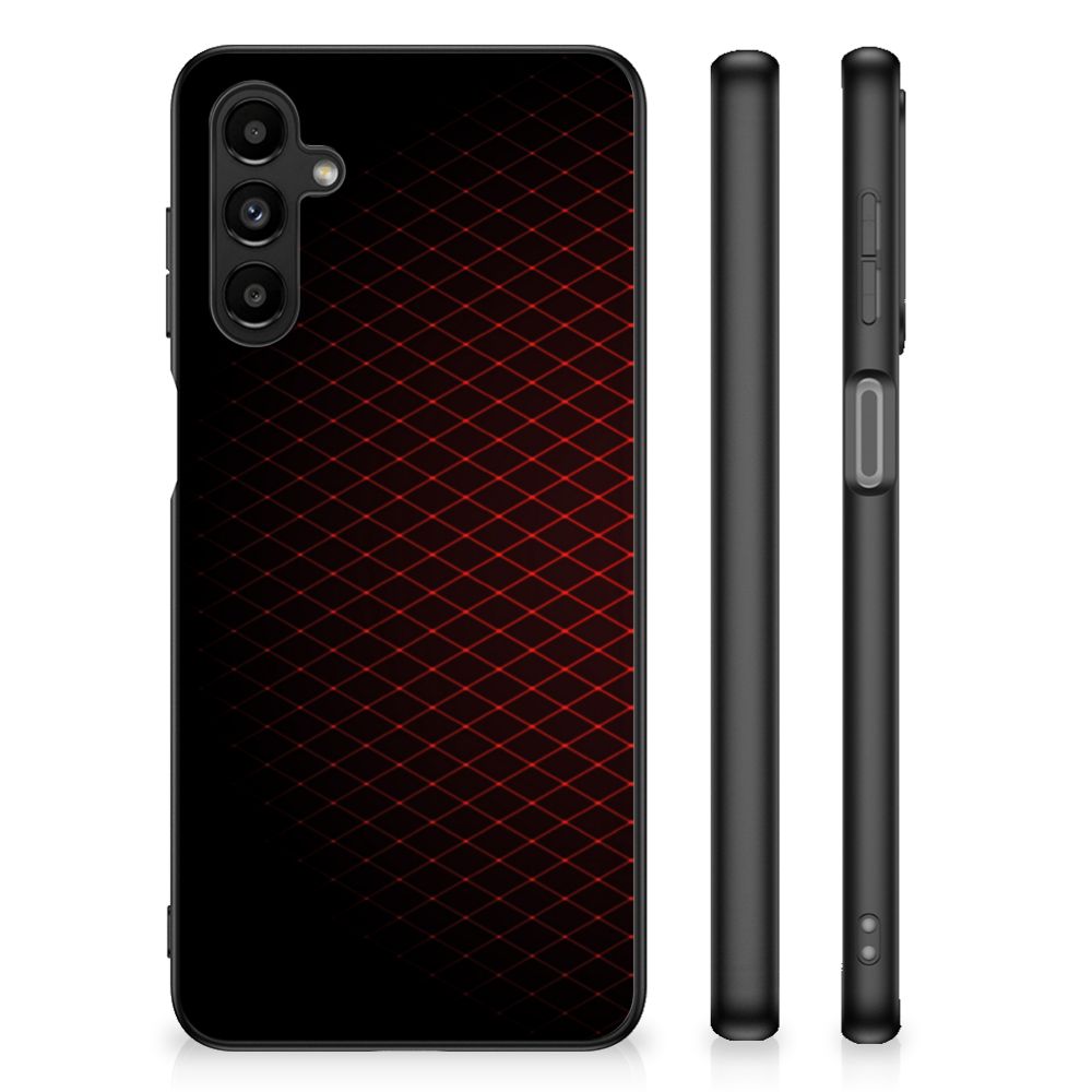 Samsung Galaxy A14 5G Back Case Geruit Rood - Hoesje met een opvallende geruite patronen design en zwarte randen.
