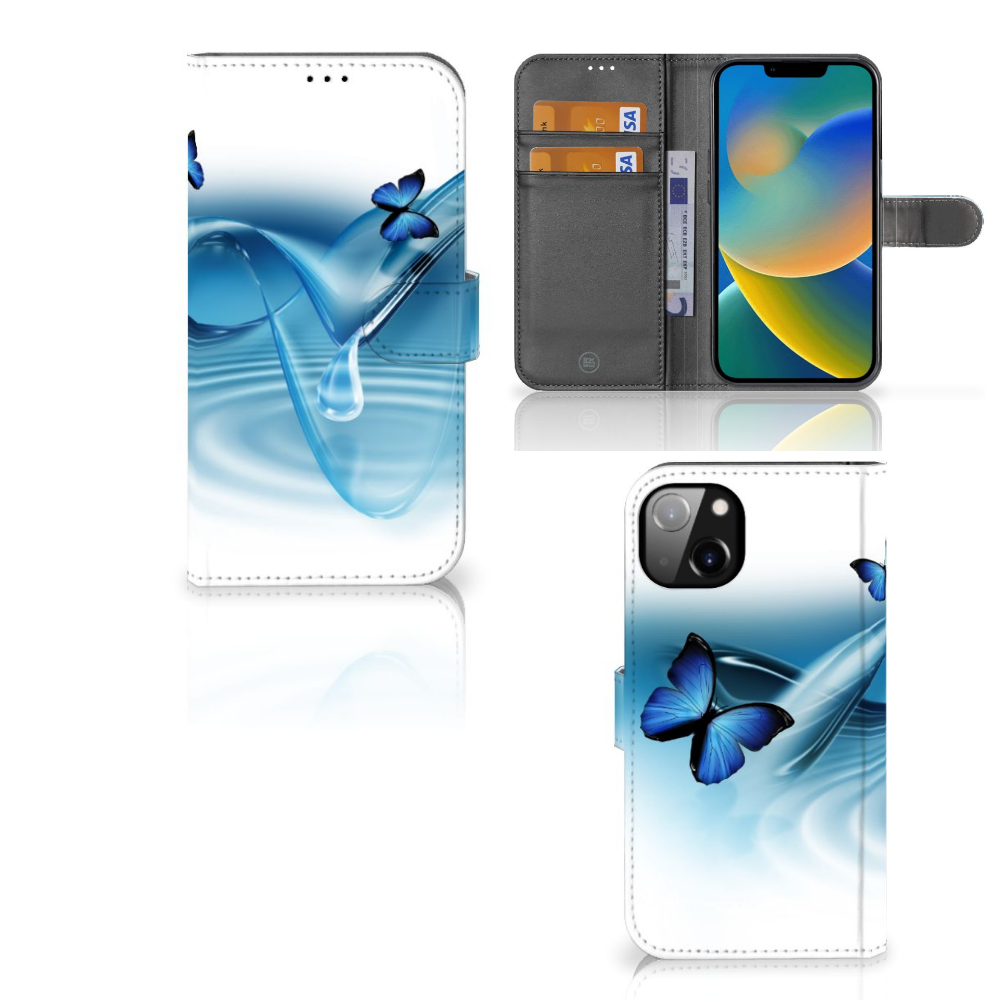 iPhone 14 Plus Telefoonhoesje met Pasjes Vlinders