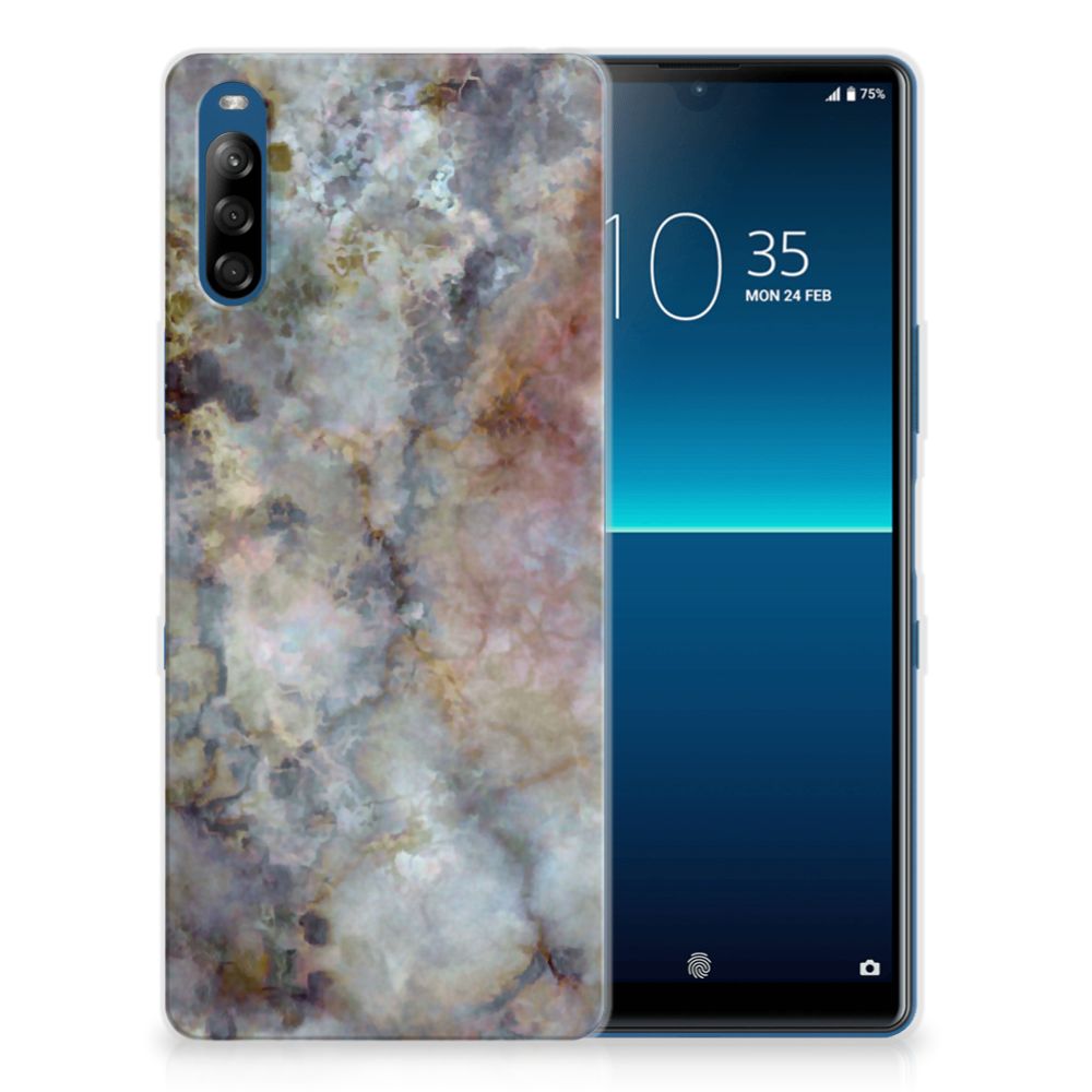 Sony Xperia L4 TPU Siliconen Hoesje Marmer Grijs