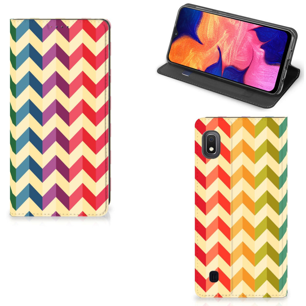 Samsung Galaxy A10 Hoesje met Magneet Zigzag Multi Color
