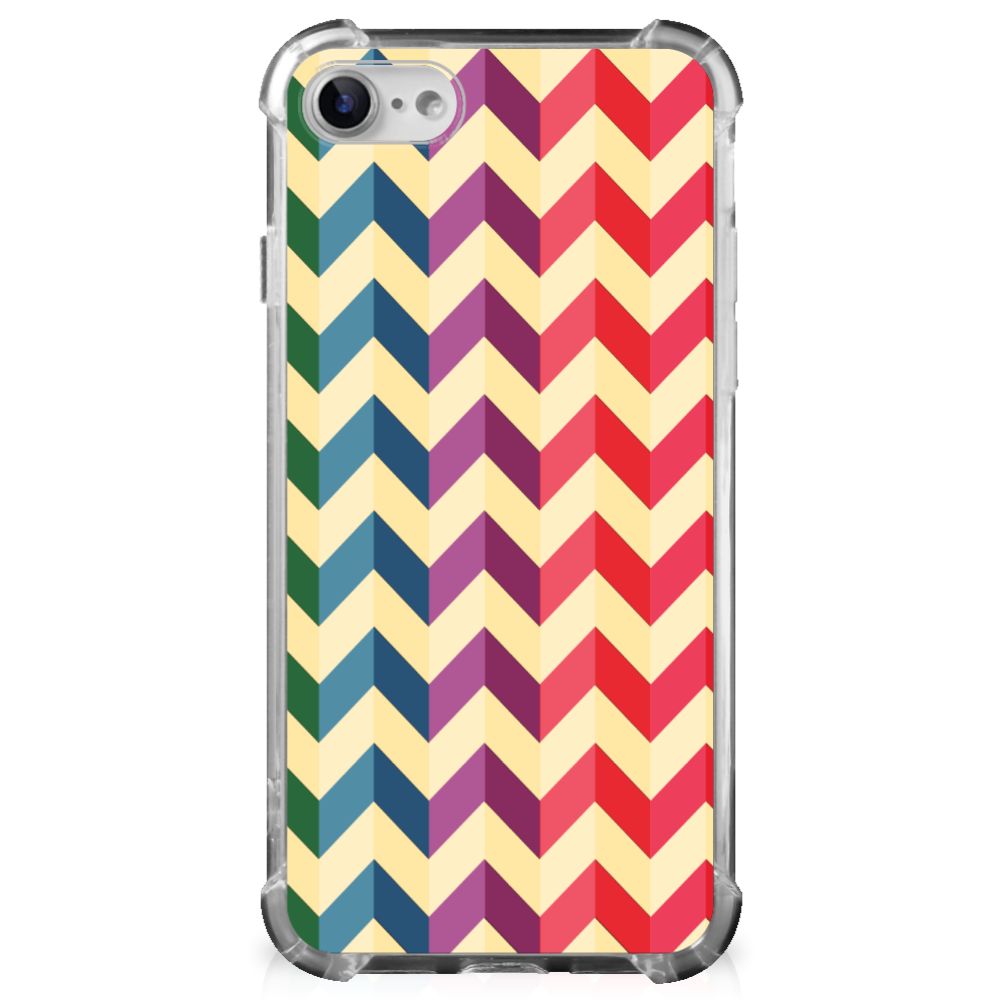 iPhone SE 2022/2020 | iPhone 8/7 Doorzichtige Silicone Hoesje Zigzag Multi Color