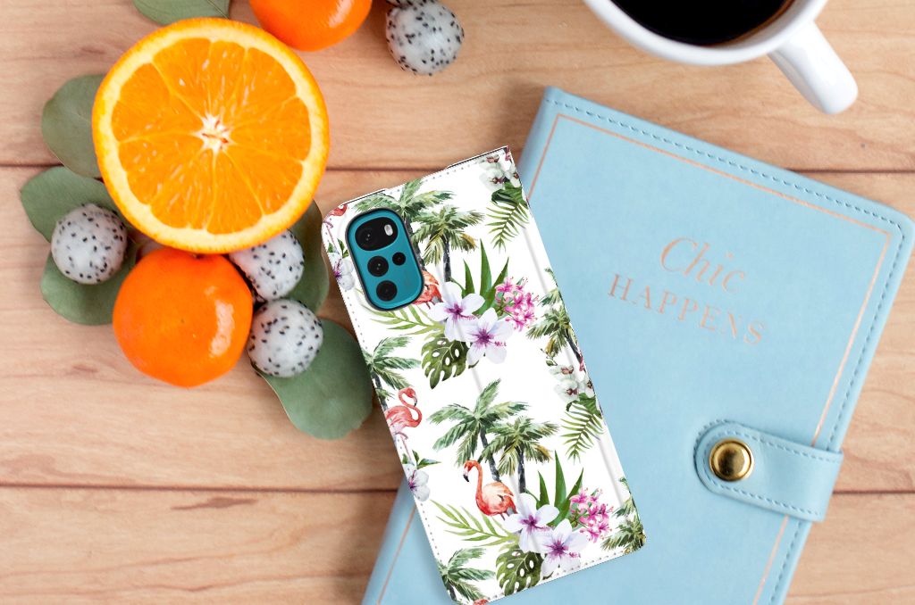 Motorola Moto G22 Hoesje maken Flamingo Palms - B2C Telecom